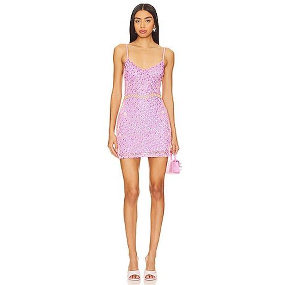 Majorelle Naya Embellished Mini Dress - Xs - Powder Purple